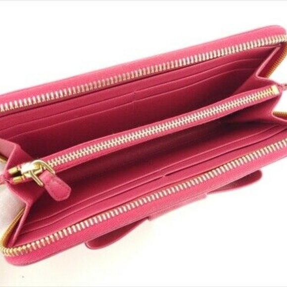 Prada Long Wallet Pink leather Woman Authentic Used T8823 - Picture 5 of 9